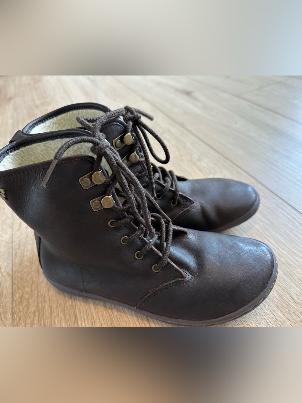 Vivo barefoot Gobi High leather Brown Lace-Up Combat Women Boots Eur 37 US 6-6.5